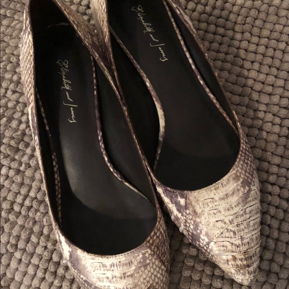 Elizabeth and James Snake Skin Kitten Heels